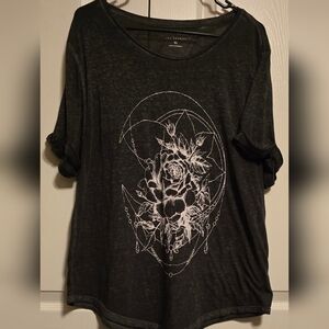 Lucky Brand Dark Gray Graphic 3/4 Sleeve Tee, XL